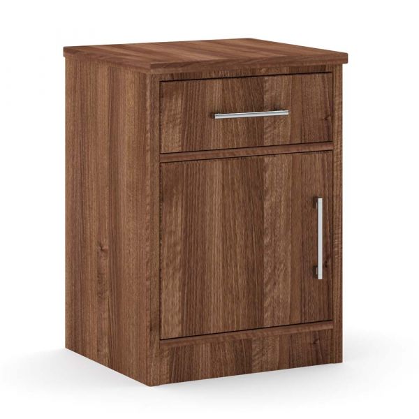 Hadleigh 1 Door 1 Drawer Bedside Table in Walnut