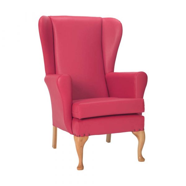 Leckford High Back Chair in Pink Vinyl