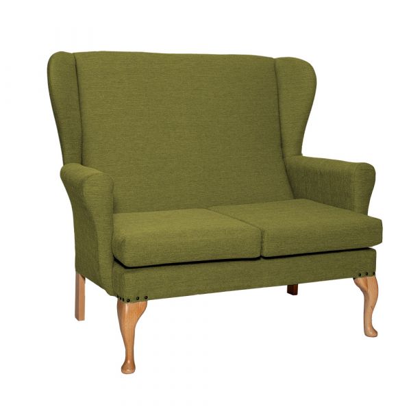 Leckford High Back 2 Seat Sofa Chair in Alba Lime