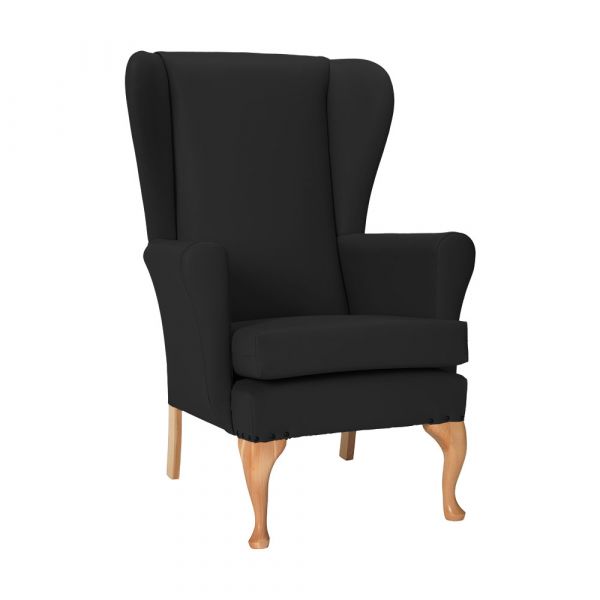 Leckford High Back Chair in Zest Black Vinyl