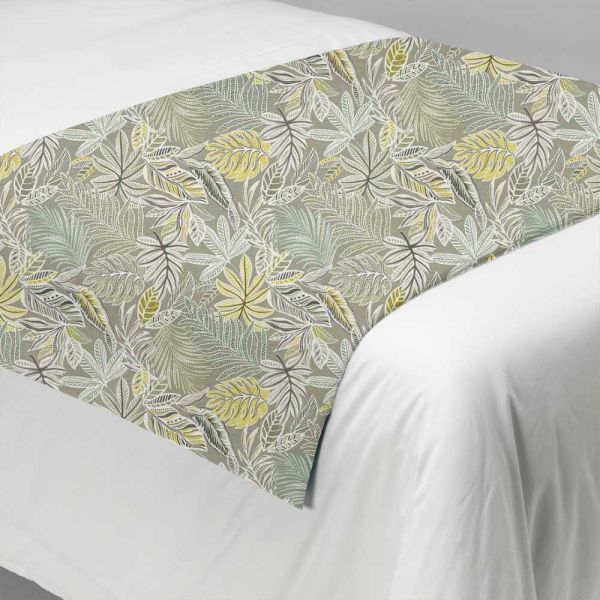 Long Self Lined Bed Runner in Elvina Lemon Olive