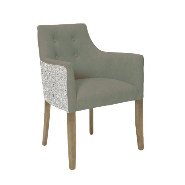 Leyton Button Back Chair in Burghley Mist with outside back and arms in Lerato Zinc