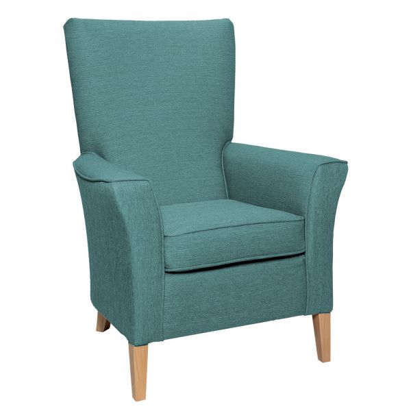 Linwood High Back Non Wing Chair in Alba Ocean