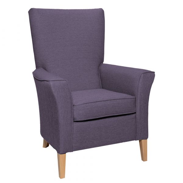 Linwood High Back Non Wing Chair in Alba Thistle