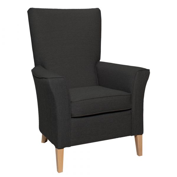 Linwood High Back Non Wing Chair in Alba Slate