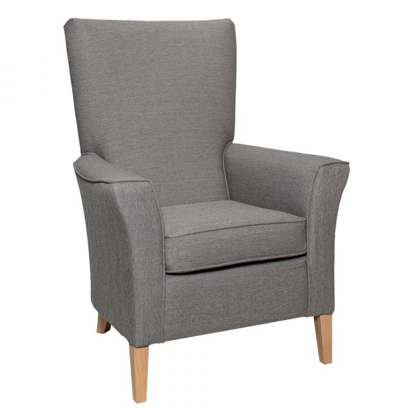 Linwood High Back Non Wing Chair in Alba Pewter