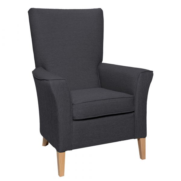 Linwood High Back Non Wing Chair in Alba Graphite