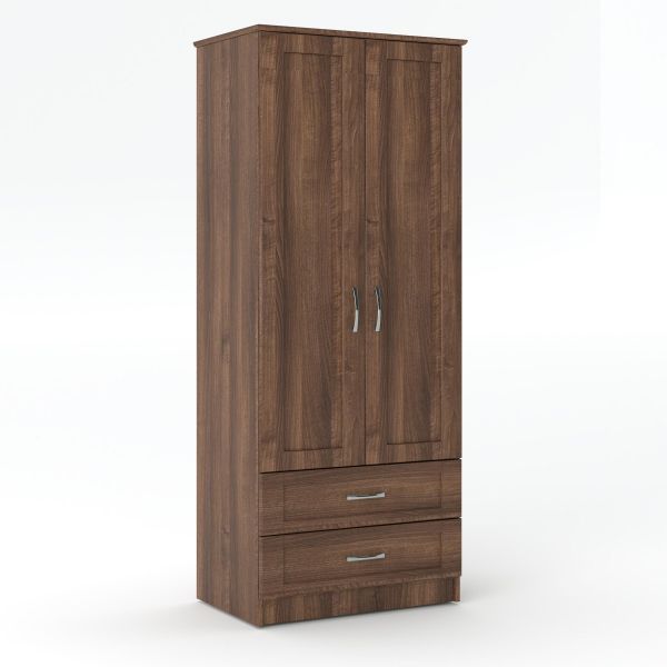 Loxton 2 Door 2 Drawer Wardrobe in Walnut