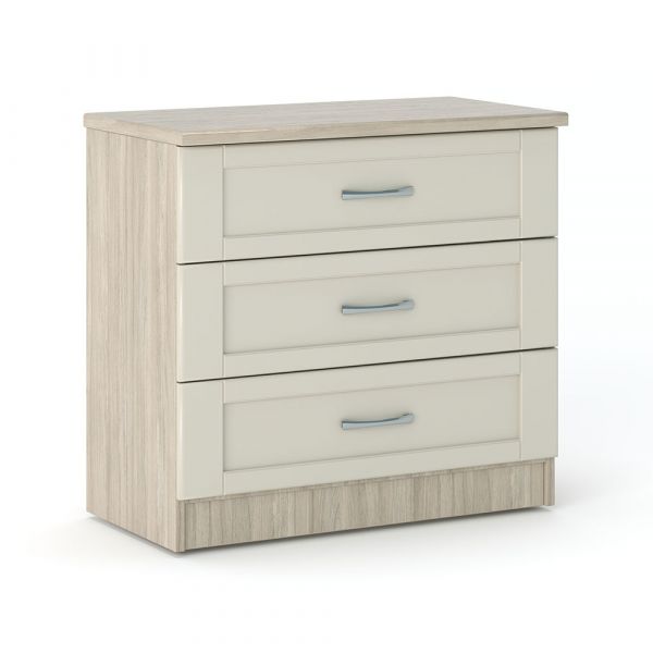 Loxton 3 Drawer Chest in Grey Oak with Cream Fronts