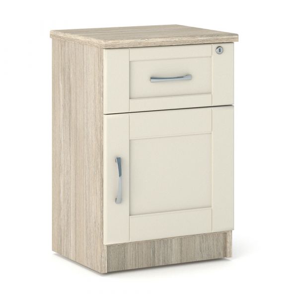 Loxton 1 Door 1 Drawer Bedside in Grey Oak with Cream Fronts