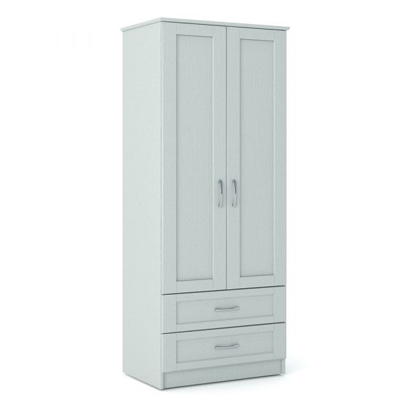 Loxton 2 Door 2 Drawer Wardrobe in Light Grey Ash