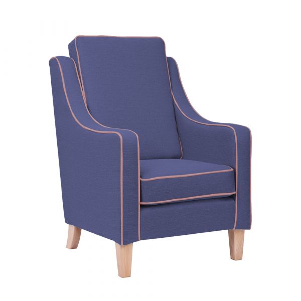 Burley High Cushion Back Armchair in Luxe Ink