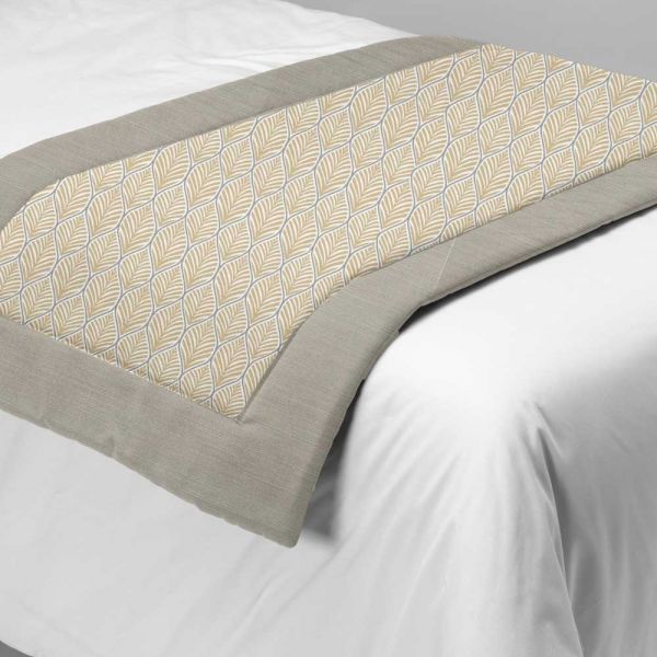 Long Bed Runner in Lerato Ochre with Border and Back in Elegance Putty