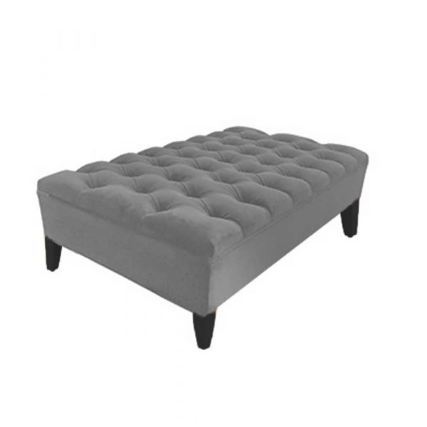 Deep Buttoned Ottoman in Hampton Stone
