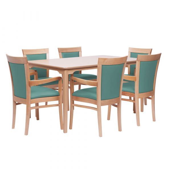 Padbury Rectangular Dining Set in Zest Duckegg Blue Vinyl - 910 x 1500mm Table