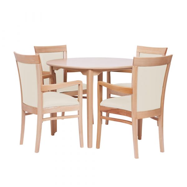 Padbury Round Pedestal Dining Set in Zest Cream Vinyl - 36" Table
