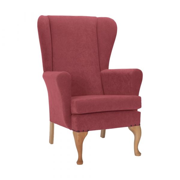 Leckford High Back Chair in Libra Rose Soft Feel