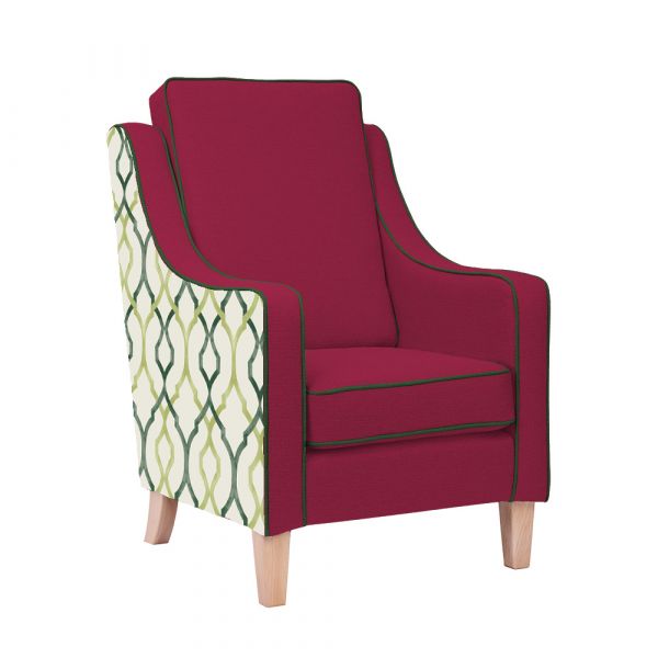 Soft Green Burley High Cushion Back Armchair - Pink/Green