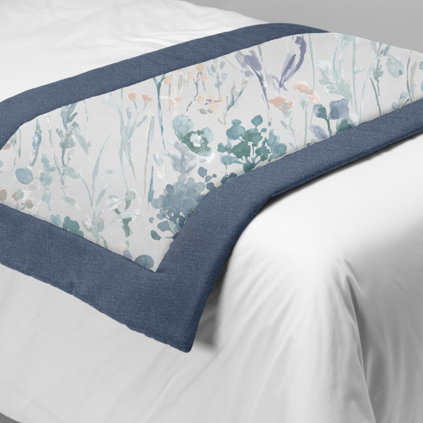 Refreshing Blue Long Padded Bed Runner