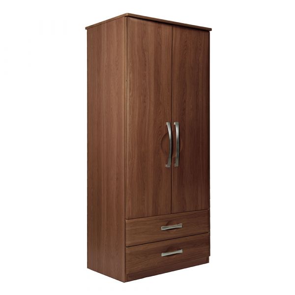 Somerset 2 Door 2 Drawer Wardrobe in Walnut