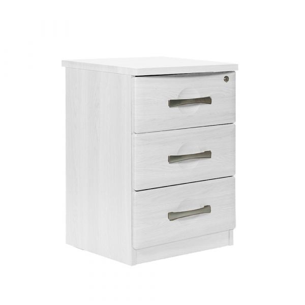 Somerset 3 Drawer Bedside Table in White Ash