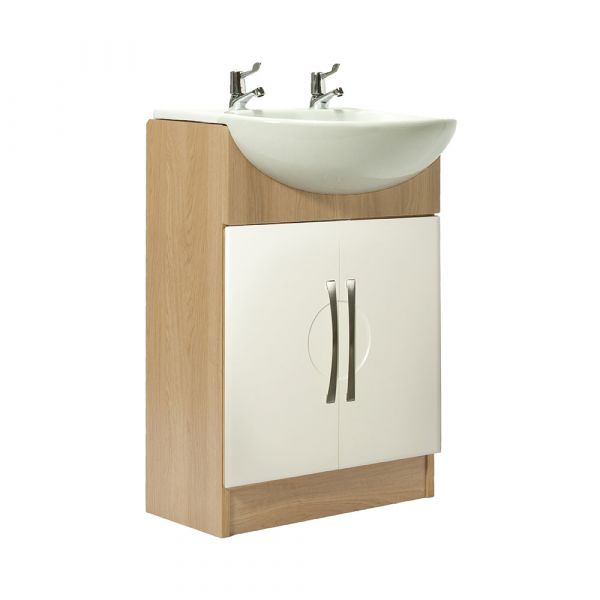 Somerset 2 Door Vanity Unit in Lissa Oak with Cream Fronts
