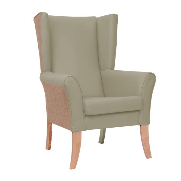 Tangley High Back Chair in Agua Juno Mink & Panaz Stingray Dove