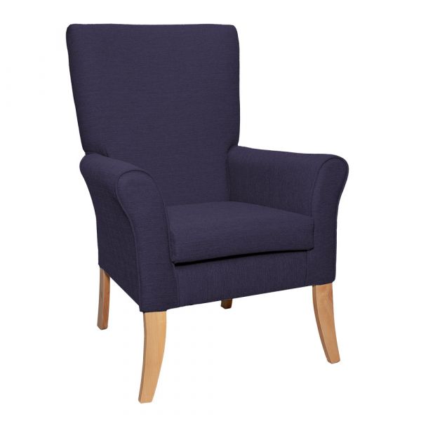 Tangley High Back Non Wing Chair in Alba Damson