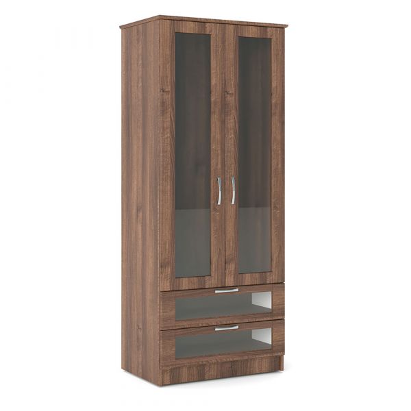 Vision Shaker 2 Door 2 Drawer Wardrobe in Walnut