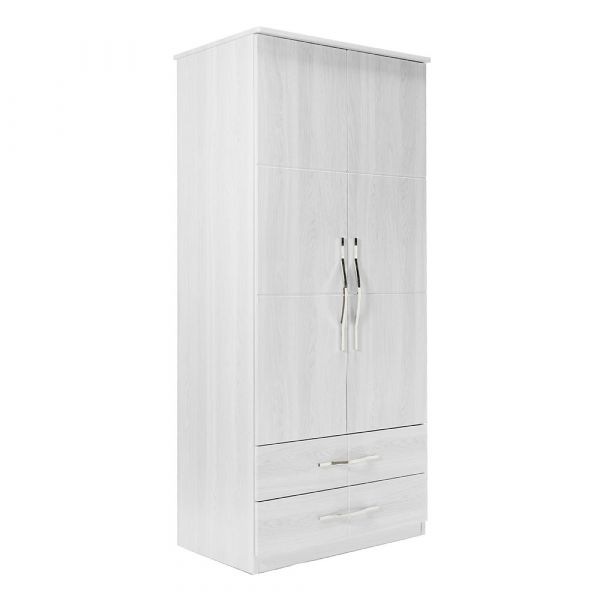 Winscombe 2 Door 2 Drawer Wardrobe in White Ash