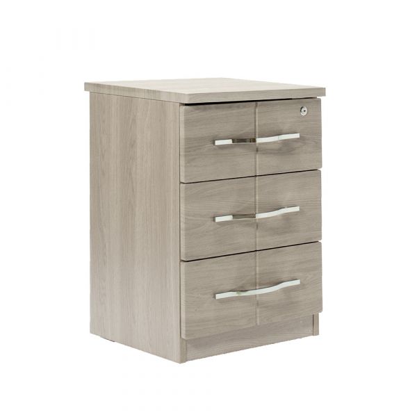 Winscombe 3 Drawer Bedside Table in Grey Oak
