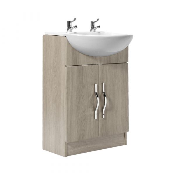 Winscombe 2 Door Vanity Unit in Grey Oak