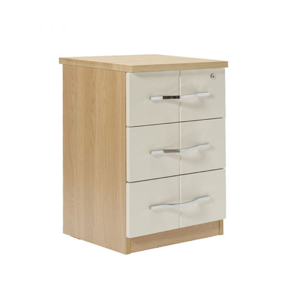 Winscombe 3 Drawer Bedside Table in Lissa Oak with Cream Fronts