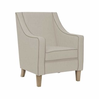 Burley High Back Chair in Entwine Stone with Zest Mink Piping