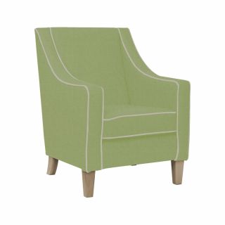 Soft Feel: Burley High Back Chair in Highland Stretch Apple with Highland Stretch Stone Piping