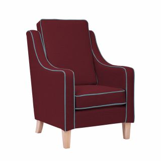Burley High Cushion Back Armchair in Entwine Claret