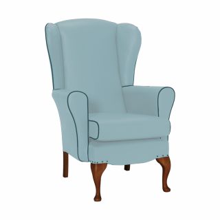 Dunbridge High Back Chair in Agua Entwine Duckegg piped in Aston Delph