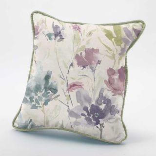 16" Scatter Cushion in Flora Thistle with back and piping in Prism Light Green
