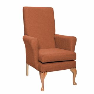 Leckford High Back Non Wing Chair in Alba Burnt Orange