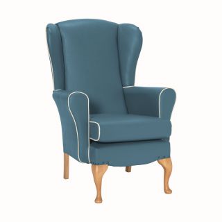 Dunbridge High Back Chair in Aston Pacific with Aston Platinum Piping