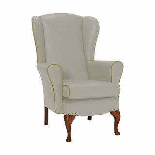 Dunbridge High Back Chair in Aston Dove with Piping in Aston Gold
