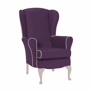 Dunbridge High Back Chair in Aston Purple with Piping in Aston Dove