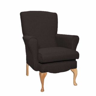Dunbridge Medium Back Queen Anne Chair in Alba Chocolate Soft Feel with Cream Vinyl Piping