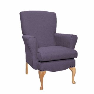 Dunbridge Medium Back Queen Anne Chair in Alba Thistle Soft Feel with Cream Vinyl Piping