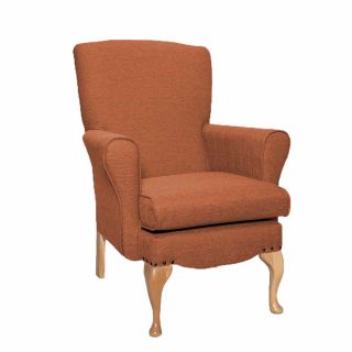 Dunbridge Medium Back Queen Anne Chair in Alba Burnt Orange Soft Feel with Cream Vinyl Piping