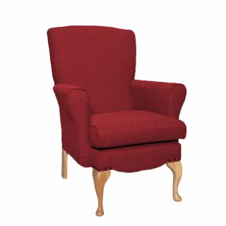Dunbridge Medium Back Queen Anne Chair in Alba Scarlet Soft Feel with Cream Vinyl Piping