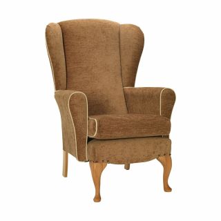 Dunbridge High Back Queen Anne Chair in Darcy Gold Soft Feel with Cream Vinyl Piping