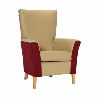 Linwood High Back Chair in Edison Latte & Darcy Bordeaux