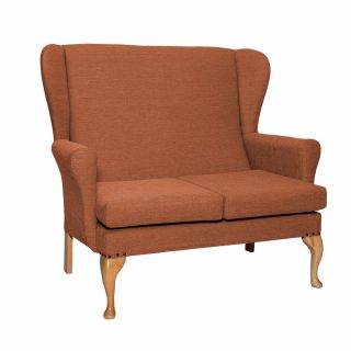 Leckford High Back 2 Seat Sofa Chair in Alba Burnt Orange