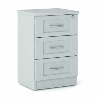 Loxton 3 Drawer Bedside Table in Light Grey Ash 
